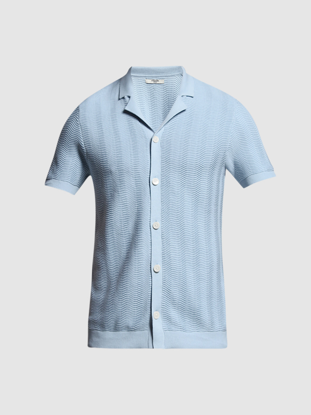 Light Blue Front Open Knit Polo