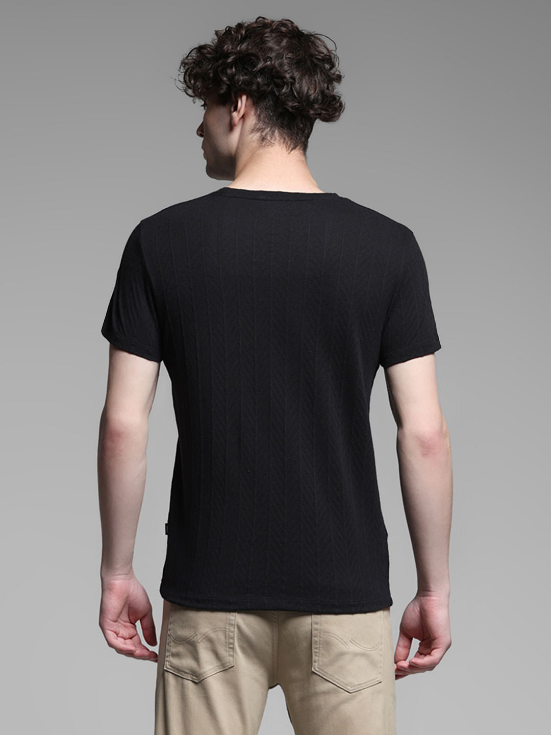 Black Jacquard Cotton T-shirt