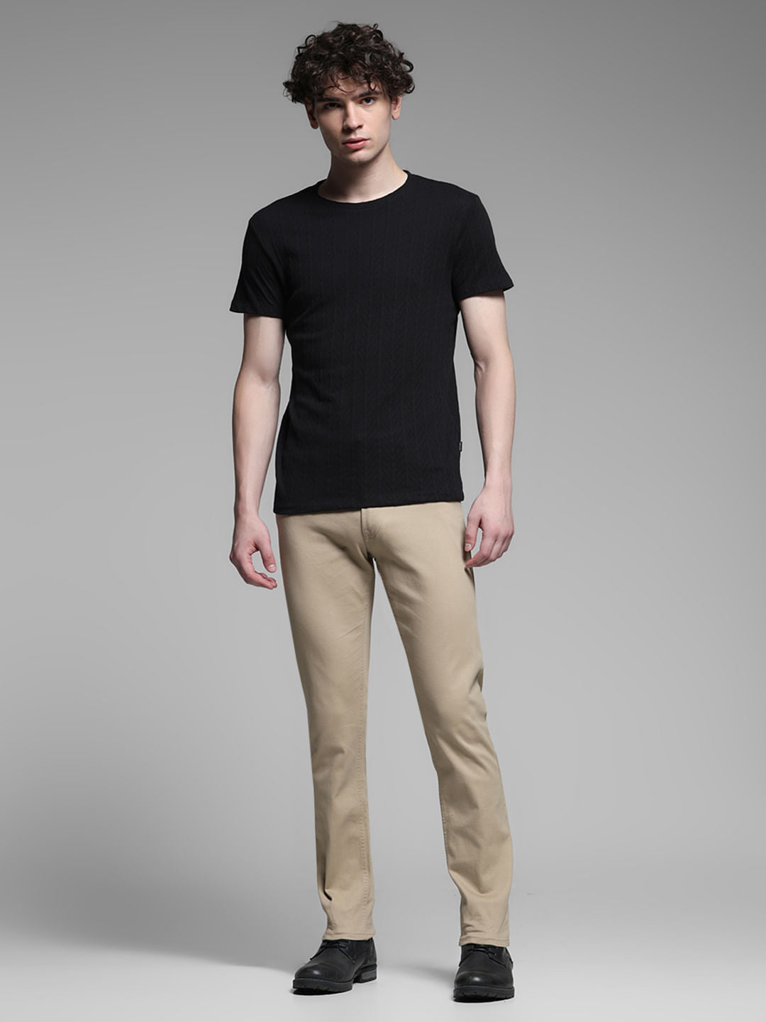 Black Jacquard Cotton T-shirt