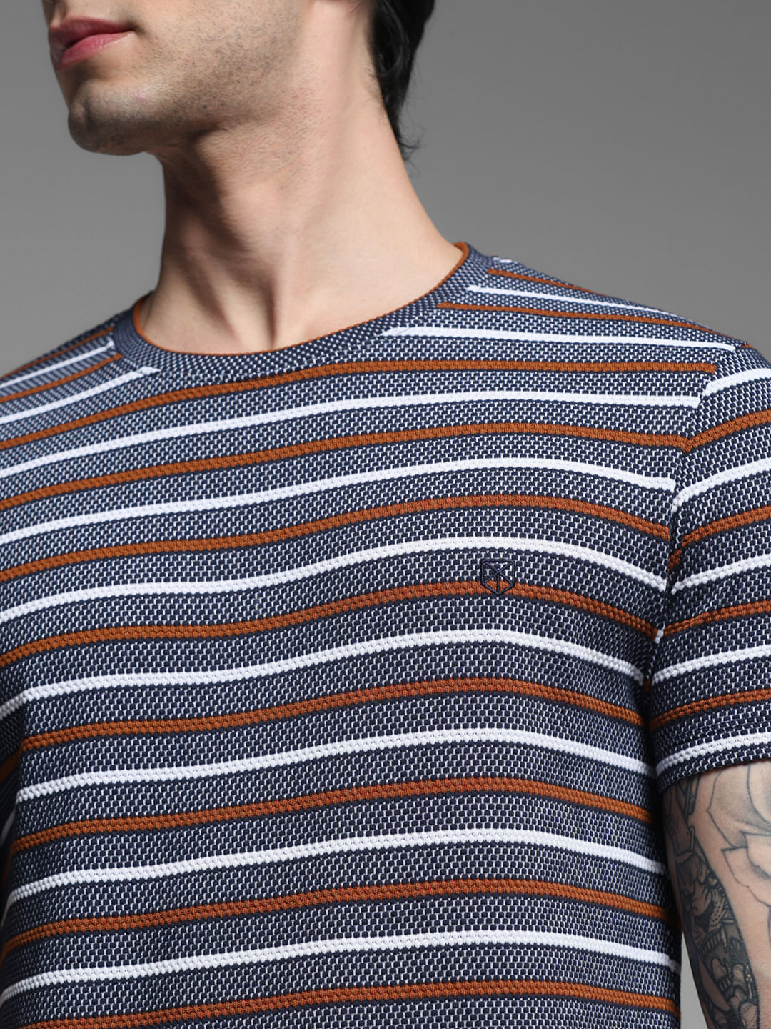 DARK BLUE STRIP T-SHIRT