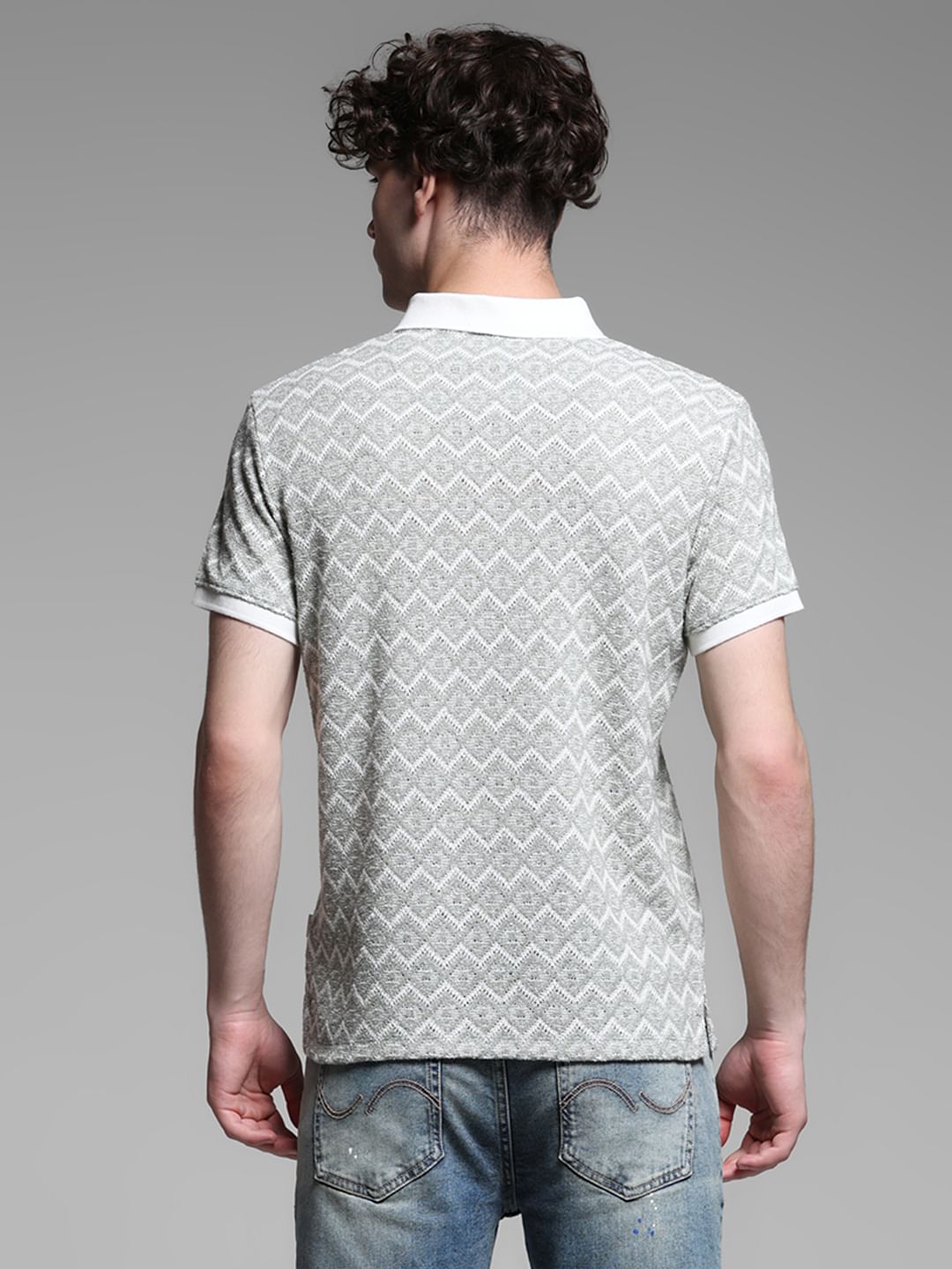 GREEN GEOMATRIC PRINT POLO