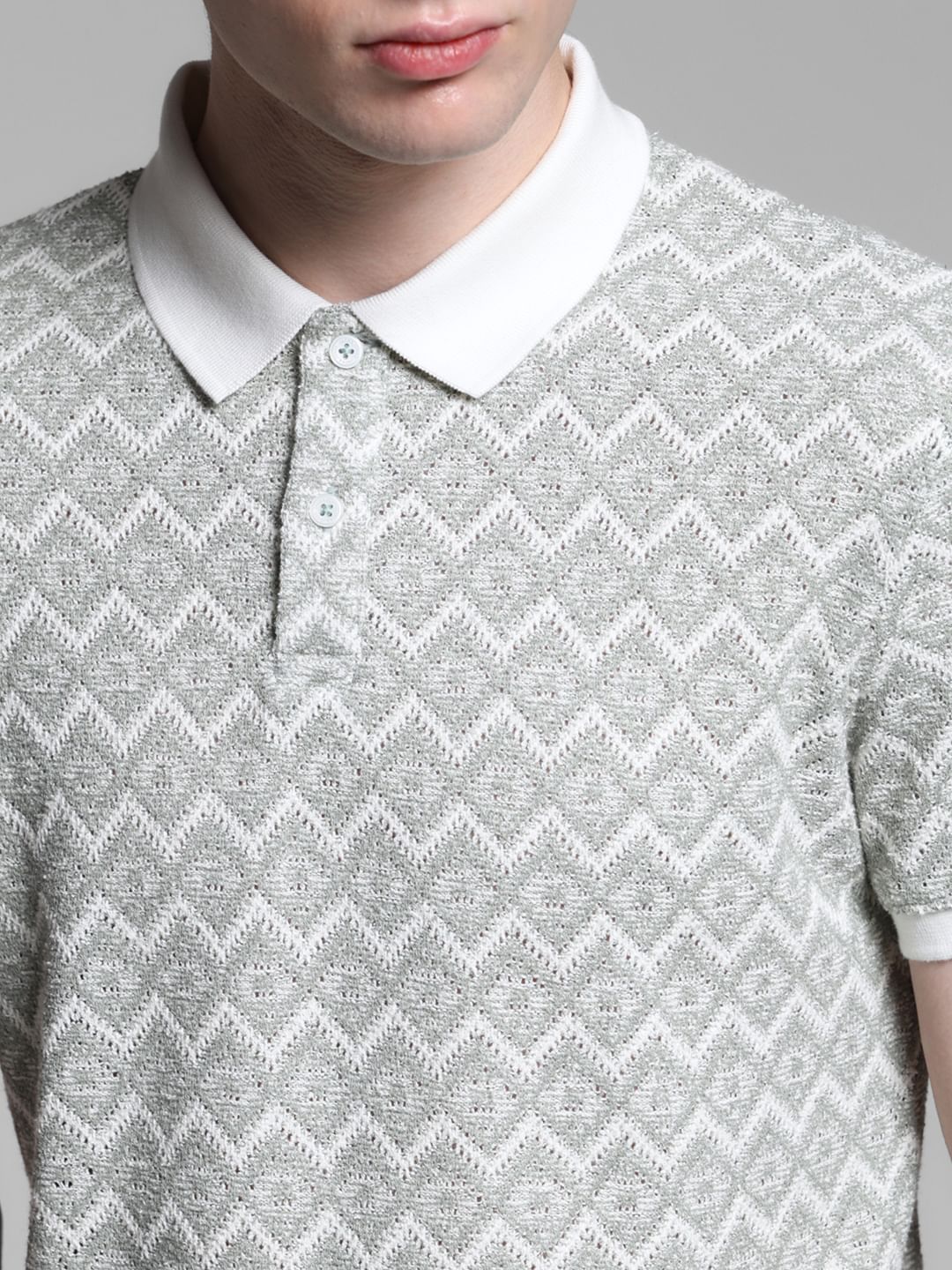 GREEN GEOMATRIC PRINT POLO