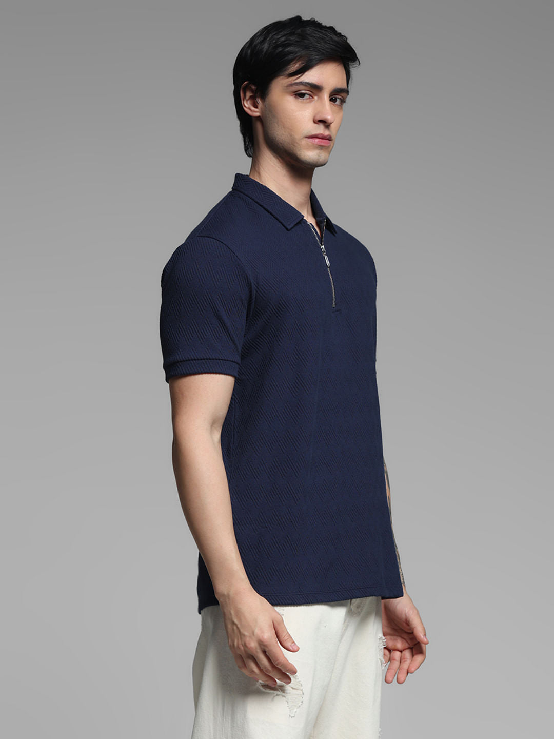 Dark Blue Jacquard Polo