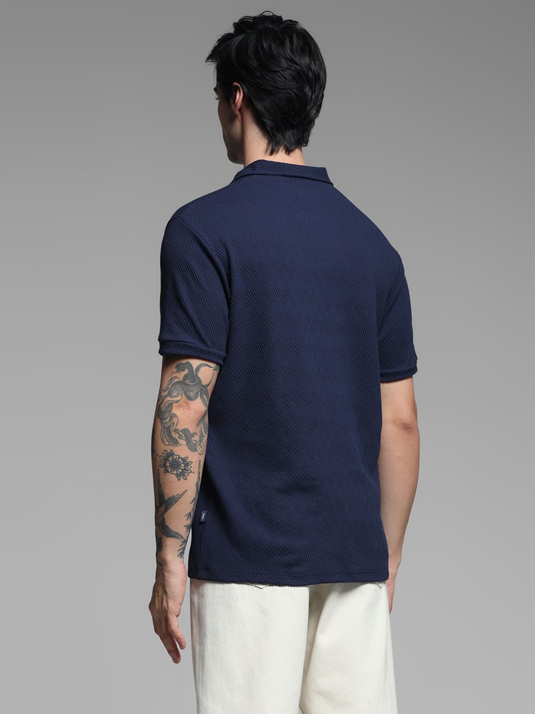 Dark Blue Jacquard Polo