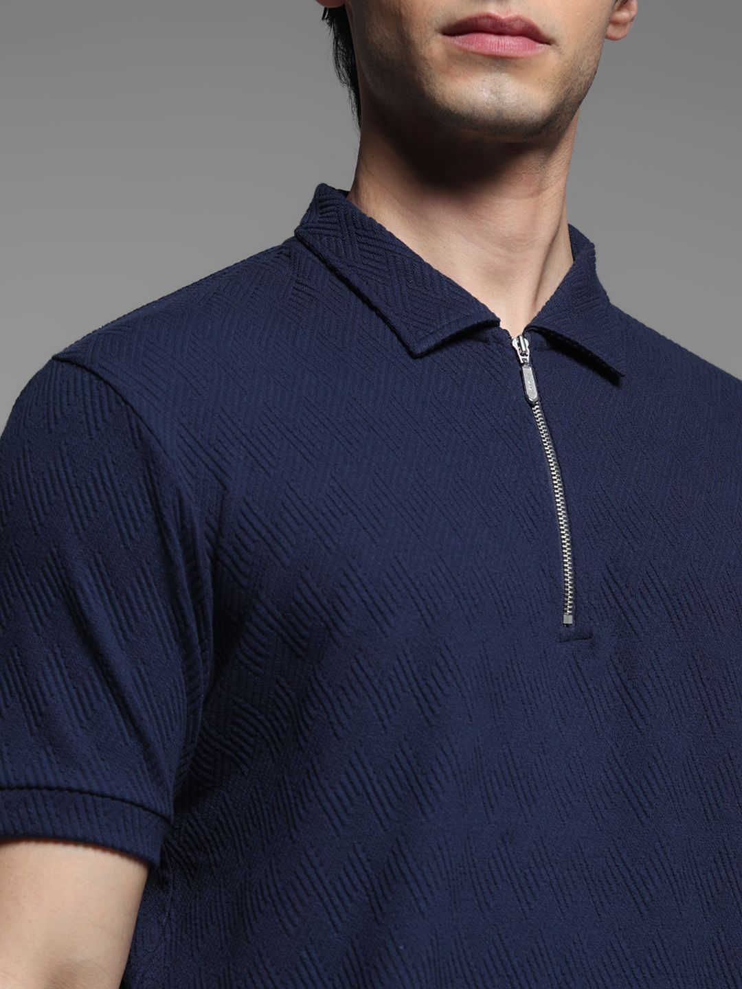 Dark Blue Jacquard Polo