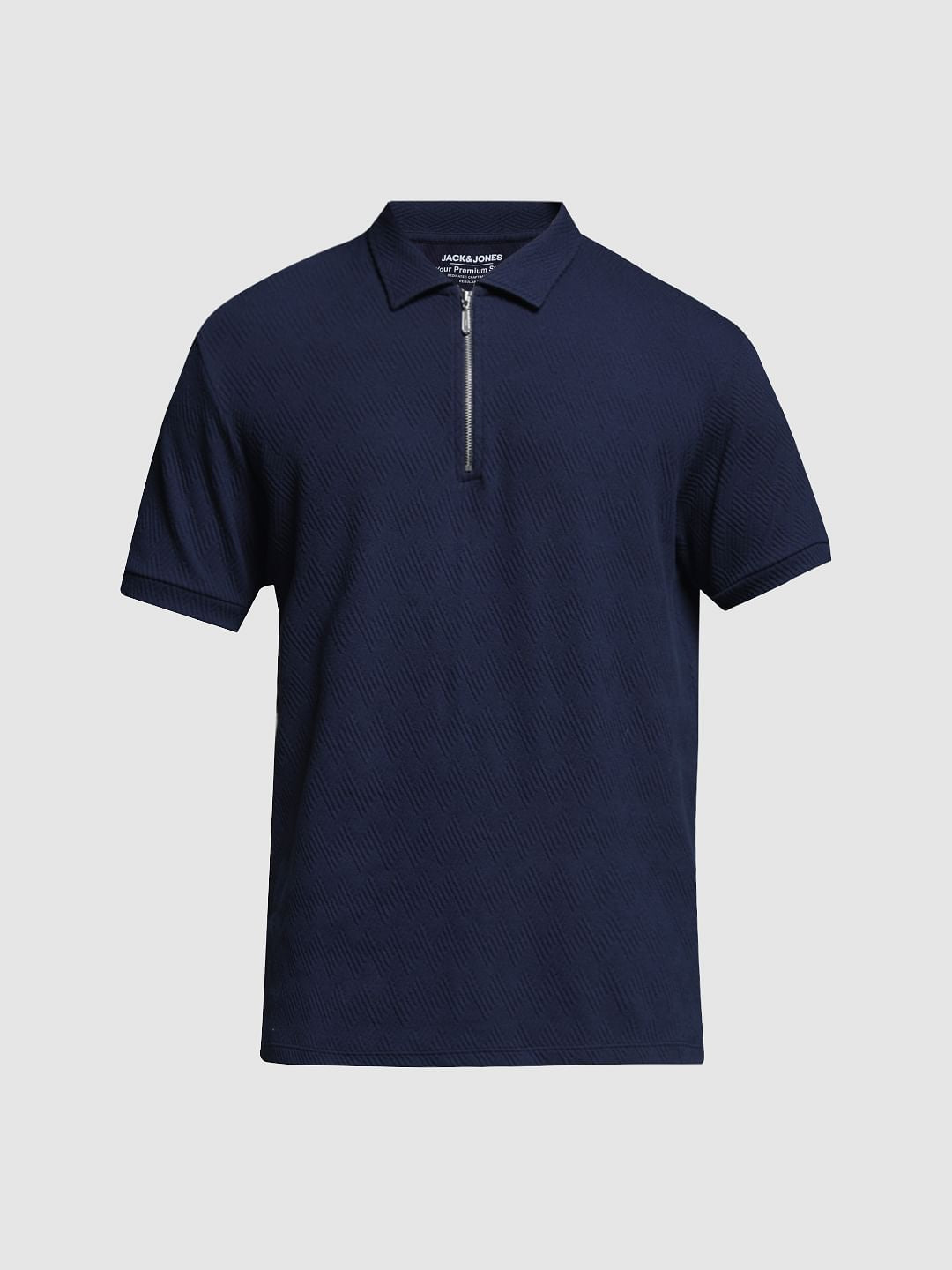 Dark Blue Jacquard Polo