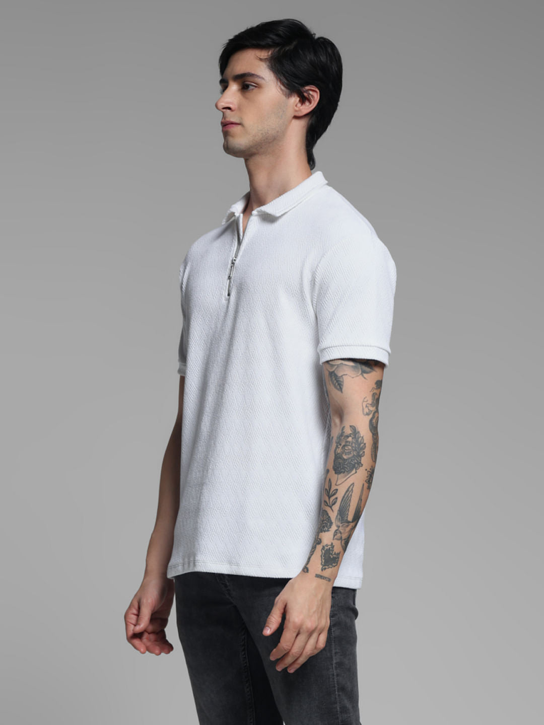 White Jacquard Polo