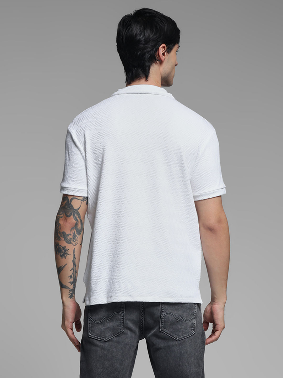 White Jacquard Polo