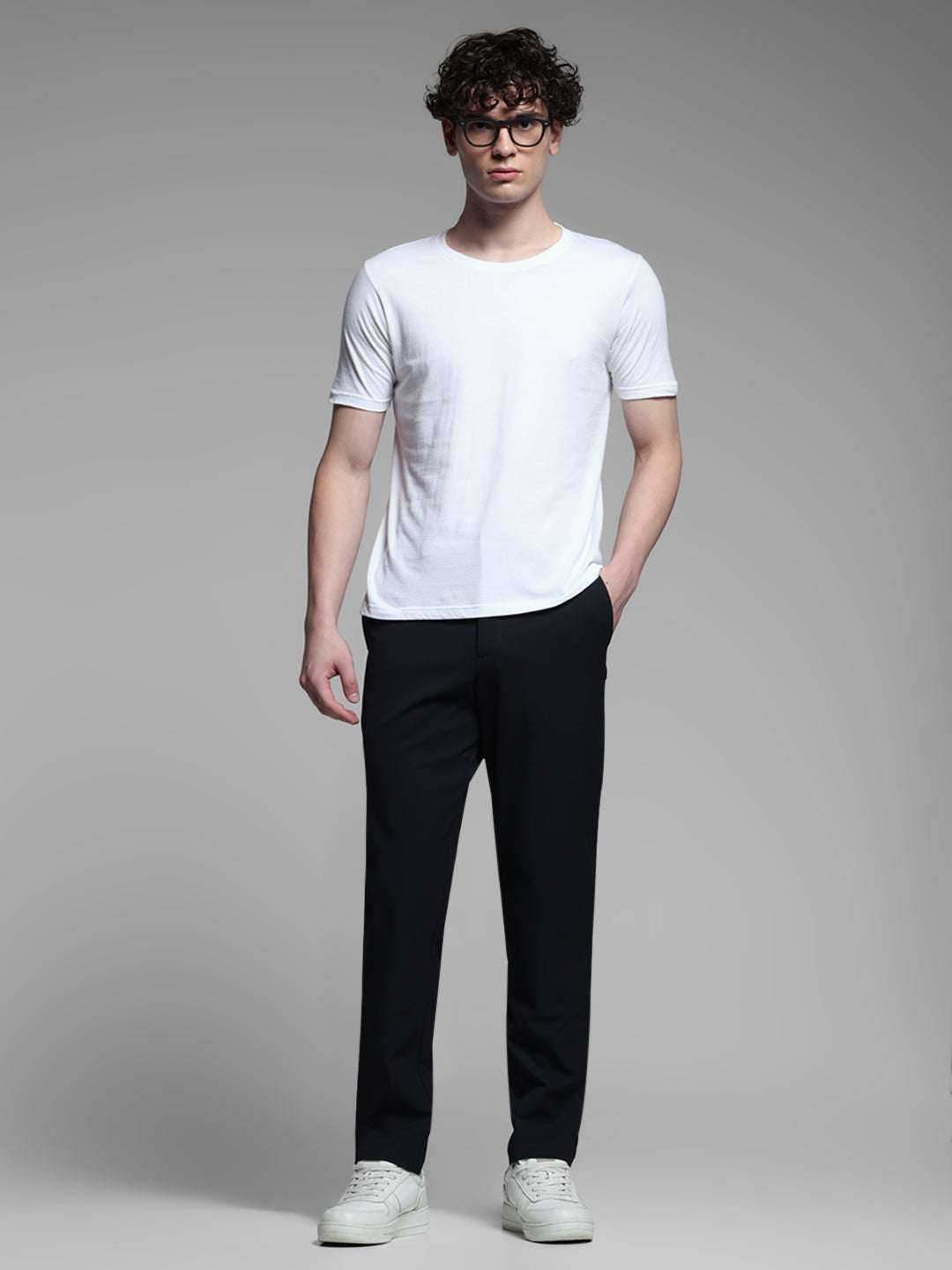 Navy Blue Stretch Slim Fit Pants