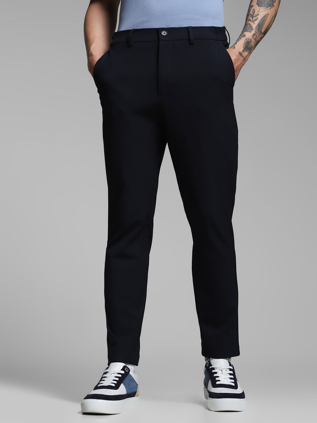 Men's Navy Blue Slim Fit Stretch Chinos - 46