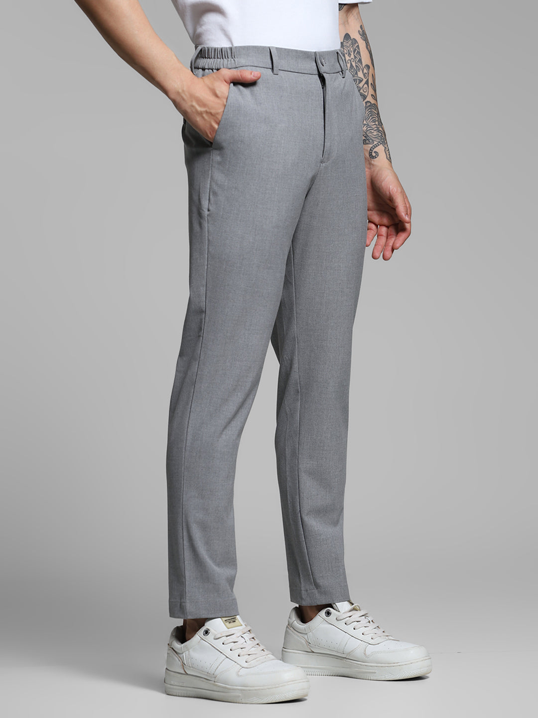 Grey Tailored Slim Fit Pants