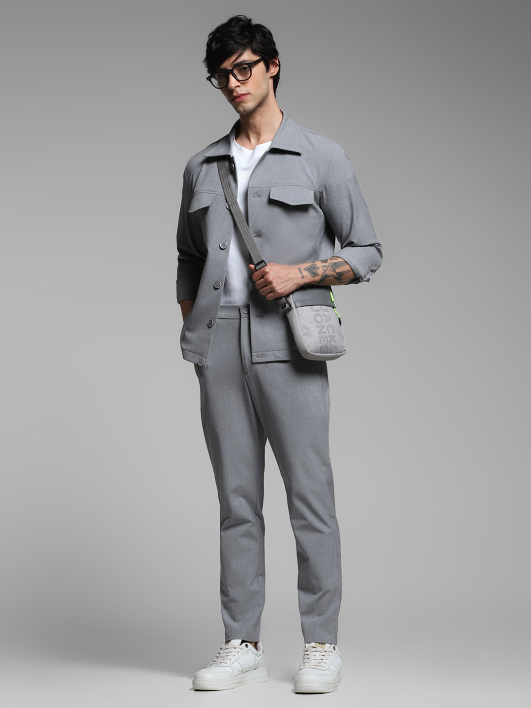Grey Tailored Slim Fit Pants