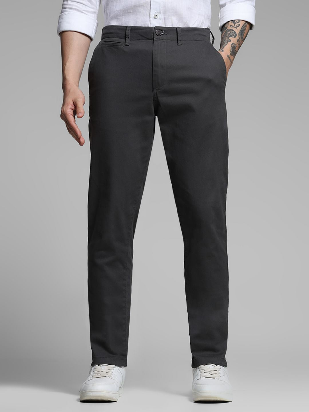 Dark Grey Low Rise Casual Pants
