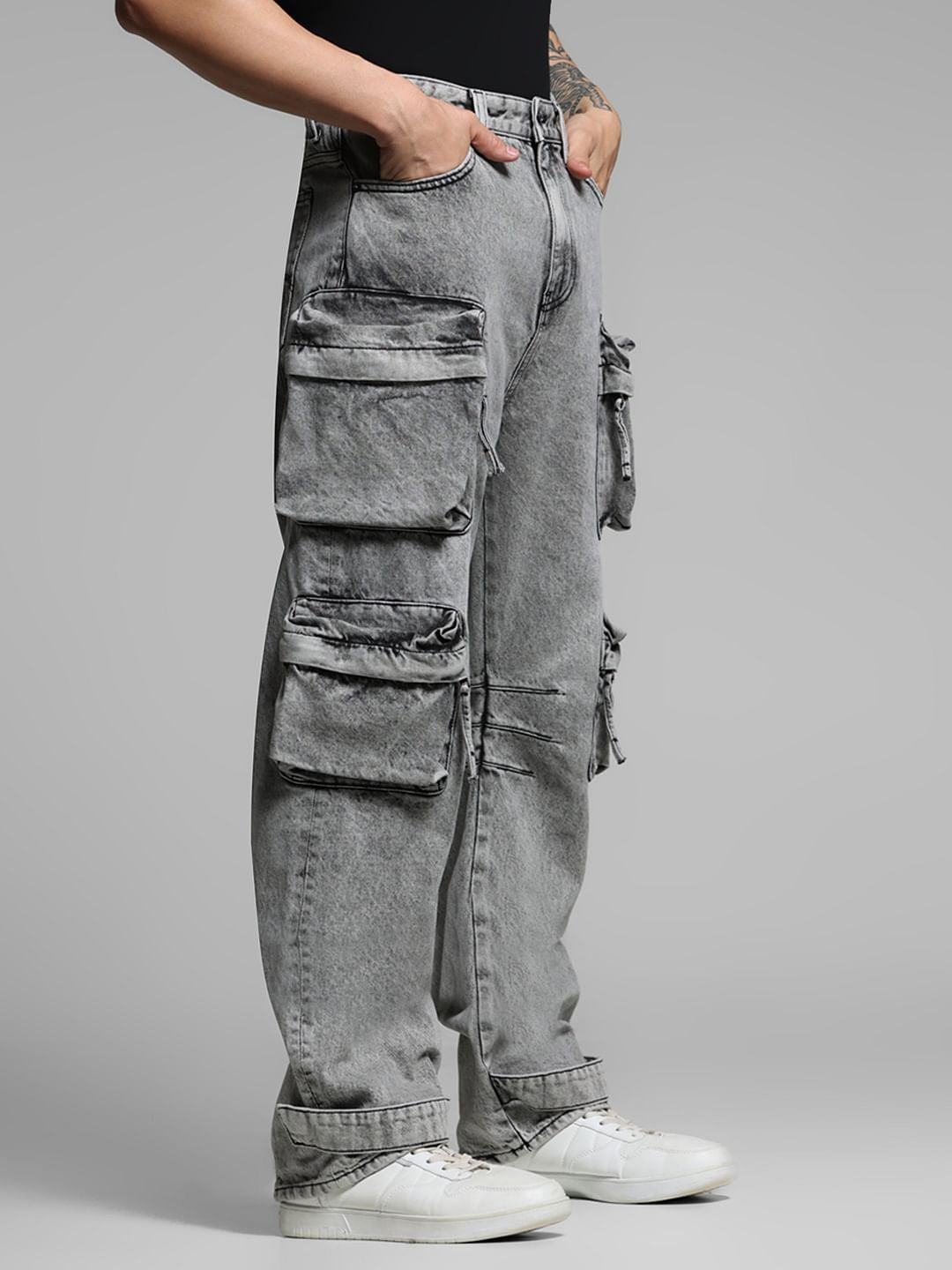 Grey High Rise Washed Dario Loose Fit Jeans