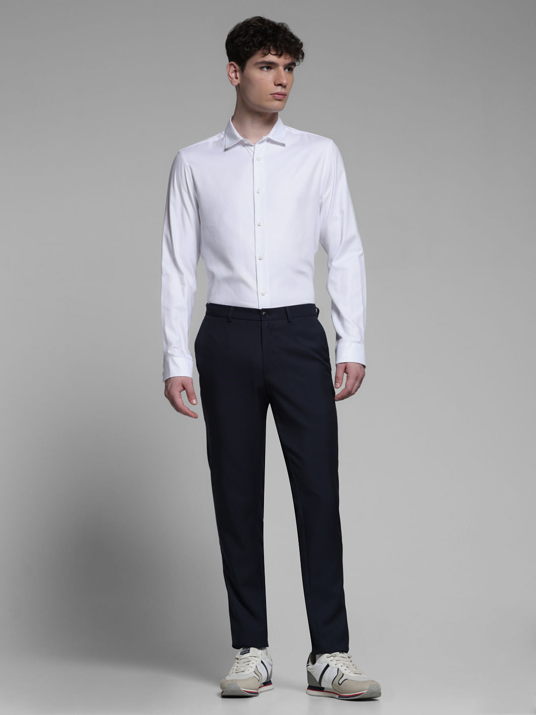 WHITE DOBBY FULL SLEEVES SHIRT