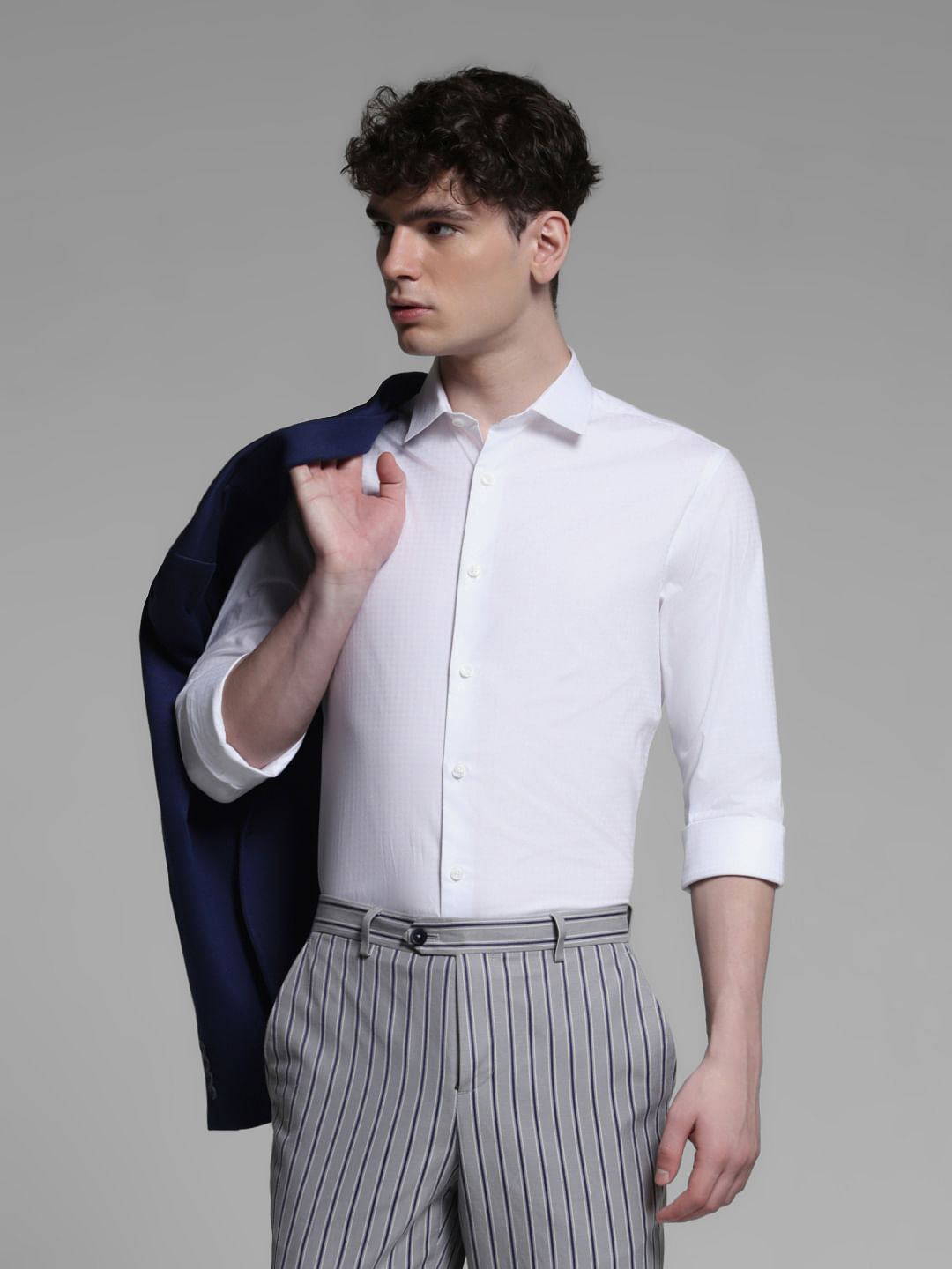 BLUE COTTON FULL SLEEVES SHIRT