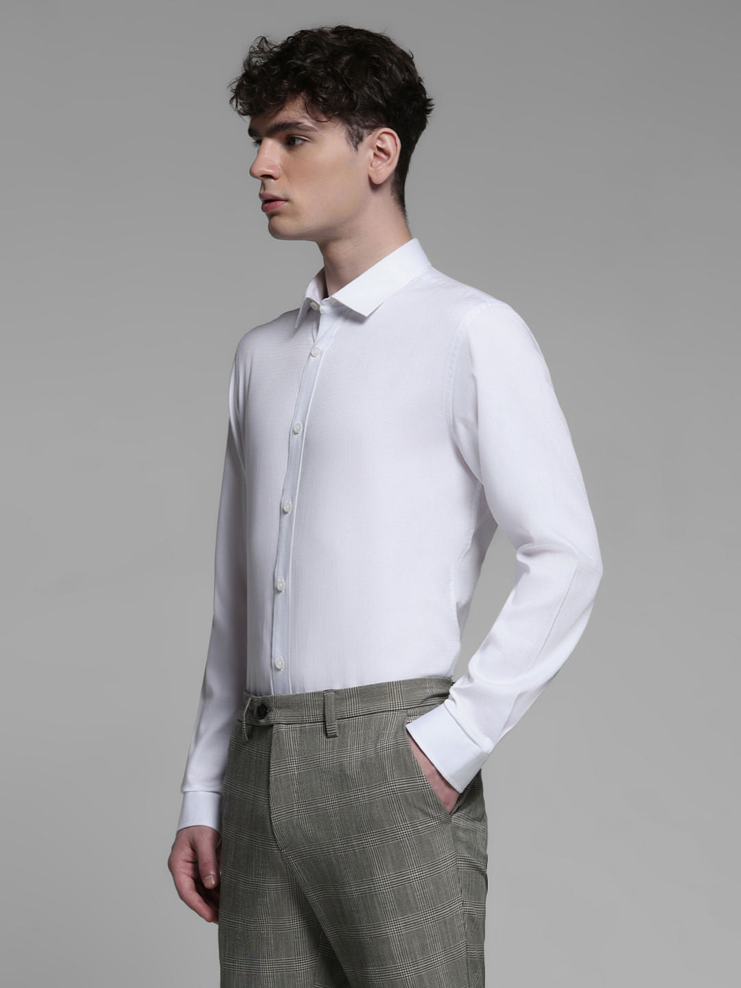 WHITE DOBBY FORMAL SHIRT
