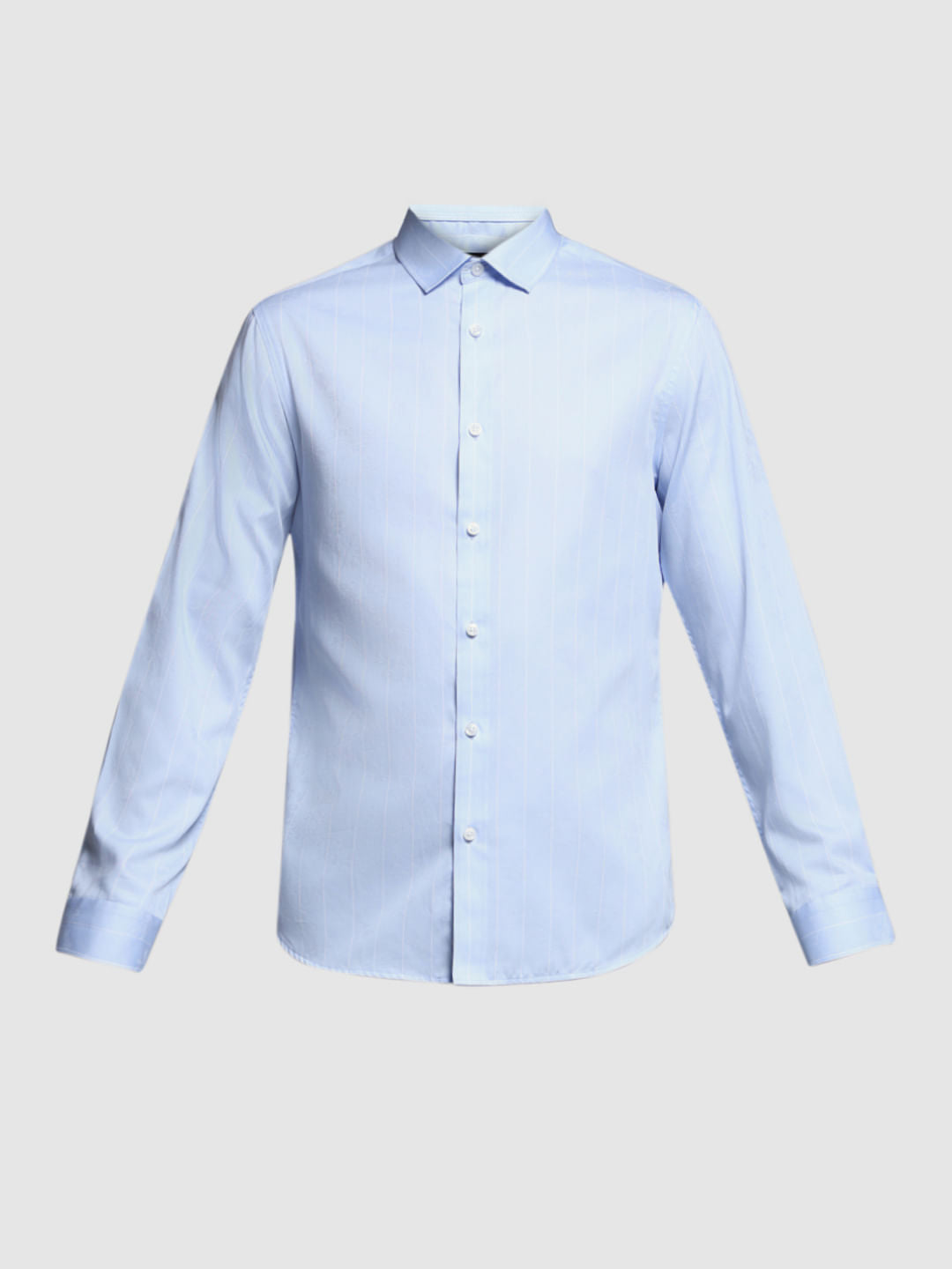 WHITE STRIPED FULL SLEEVES SHIRT