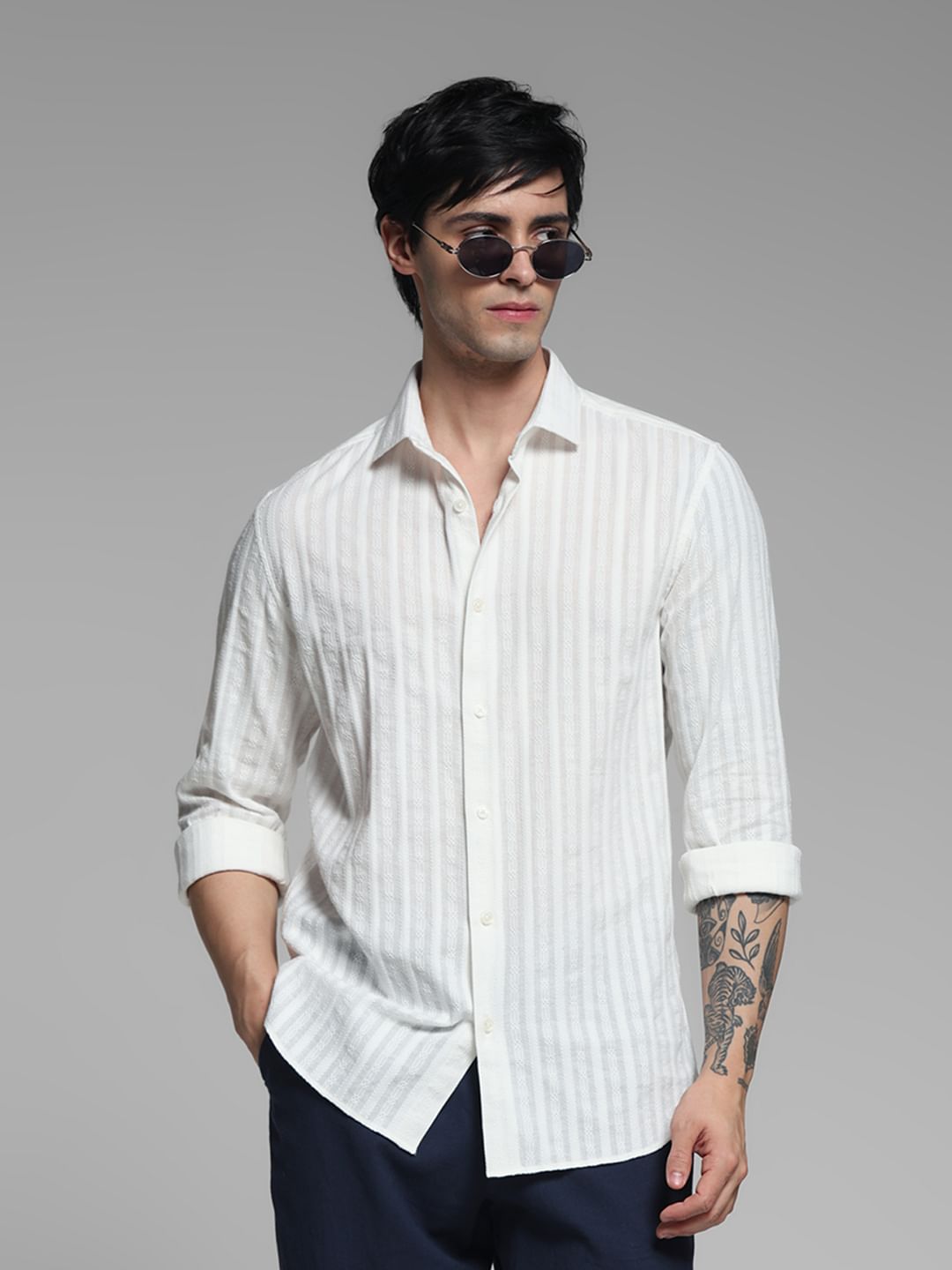 WHITE COTTON SHIRT - S