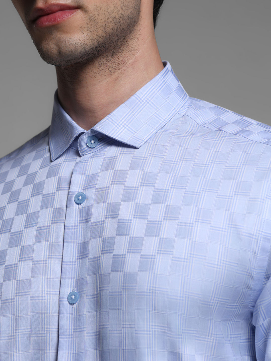 Blue Jacquard Full Sleeves Shirt