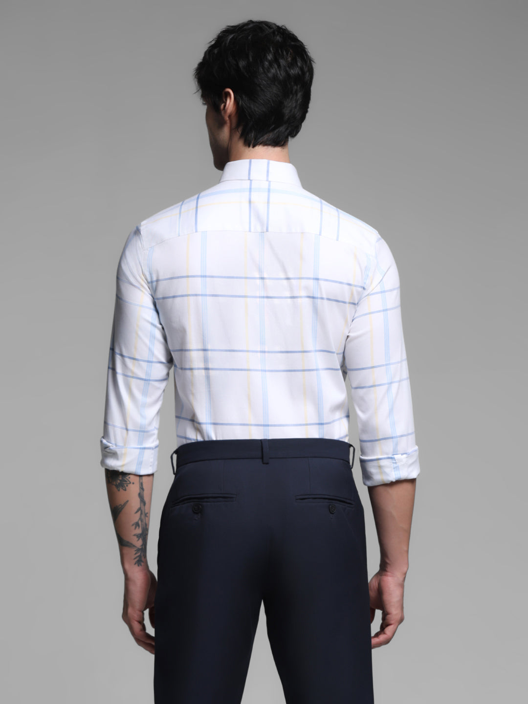 White Check Print Slim Fit Shirt
