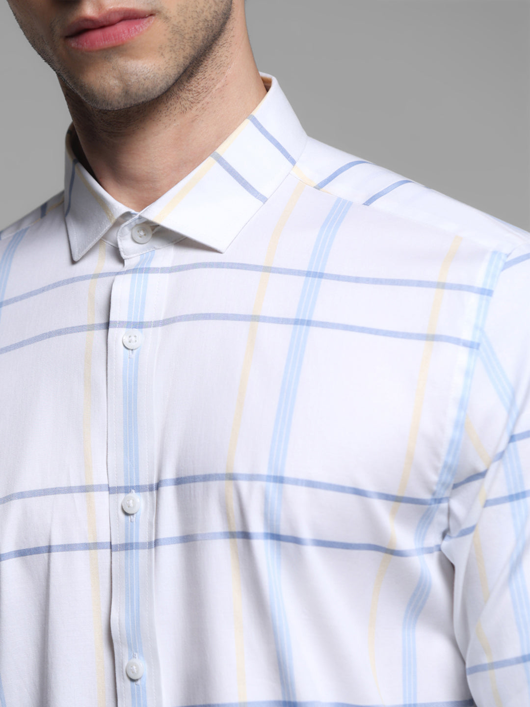 White Check Print Slim Fit Shirt