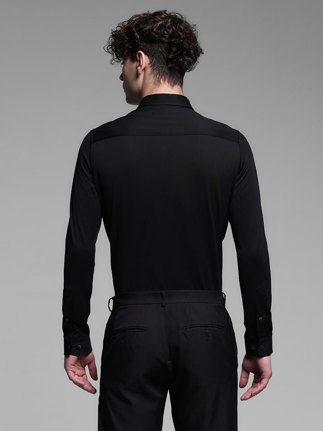 Black Knitted Full Sleeves Shirt