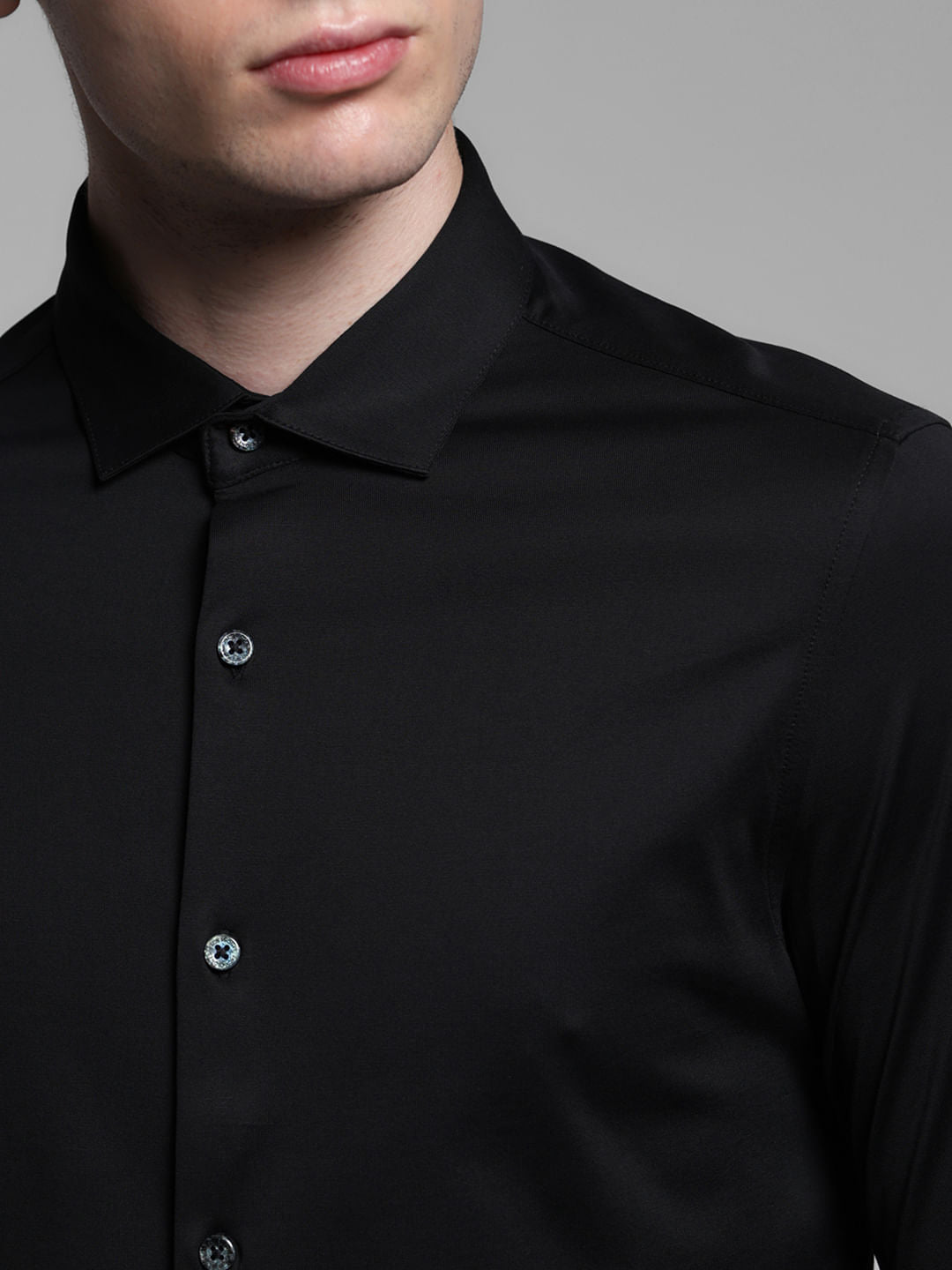 Black Knitted Full Sleeves Shirt