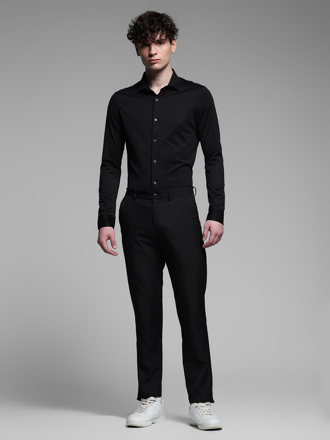 Black Knitted Full Sleeves Shirt