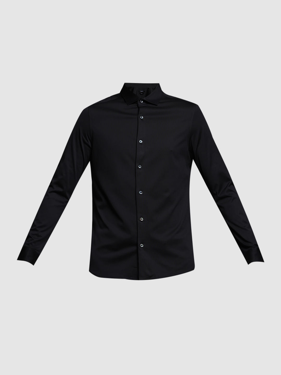 Black Knitted Full Sleeves Shirt