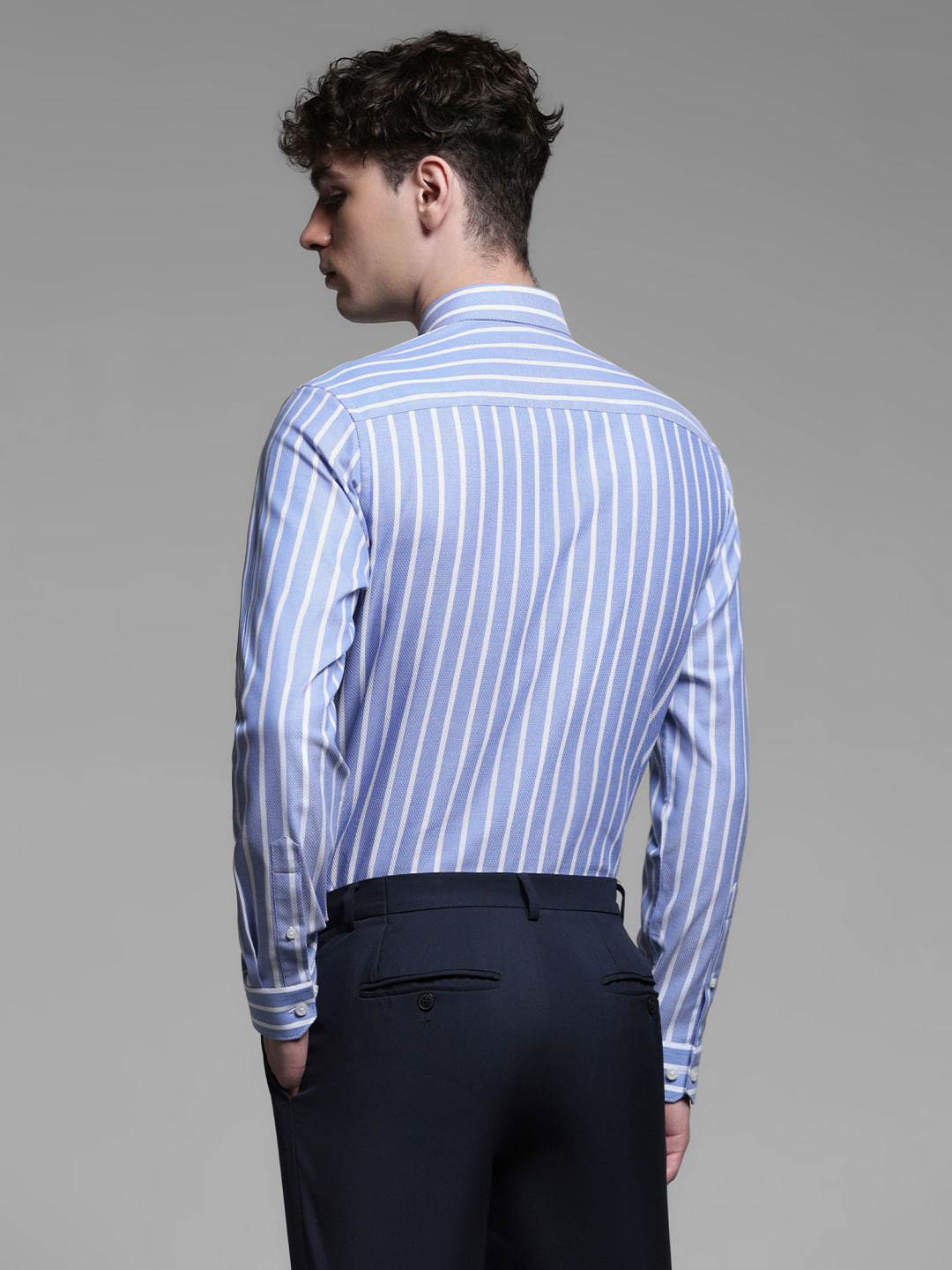 BLUE DOBBY STRIPED SHIRT