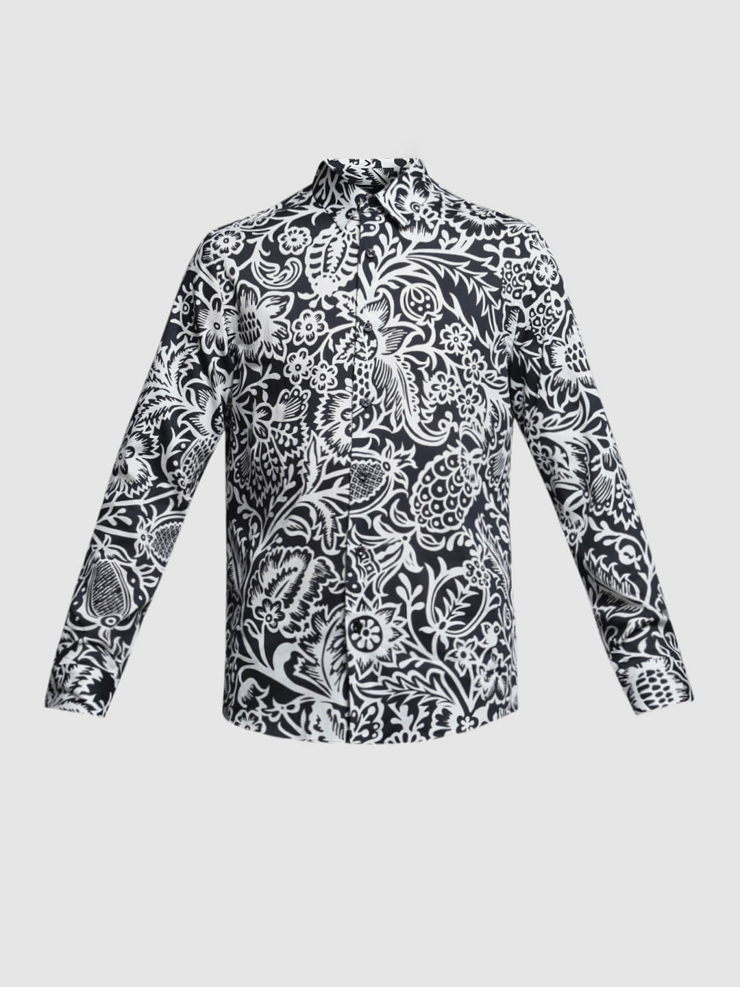 BLACK PRINTED FULL SLEEVES SHIRT
