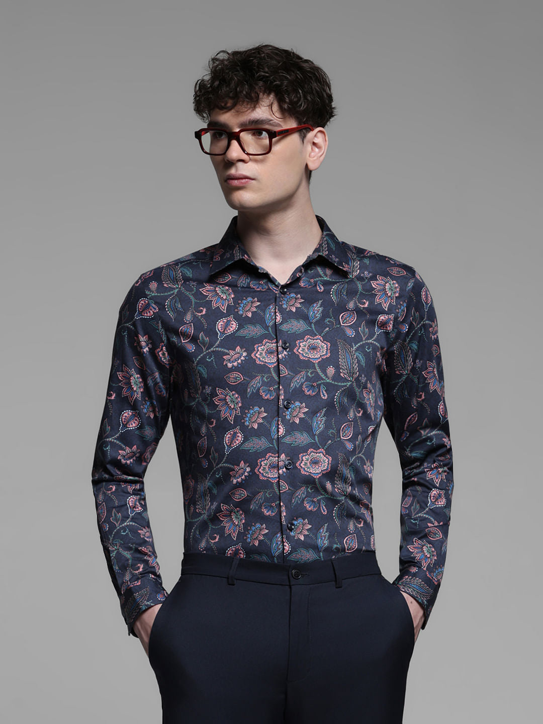 BLUE FLORAL COTTON SHIRT