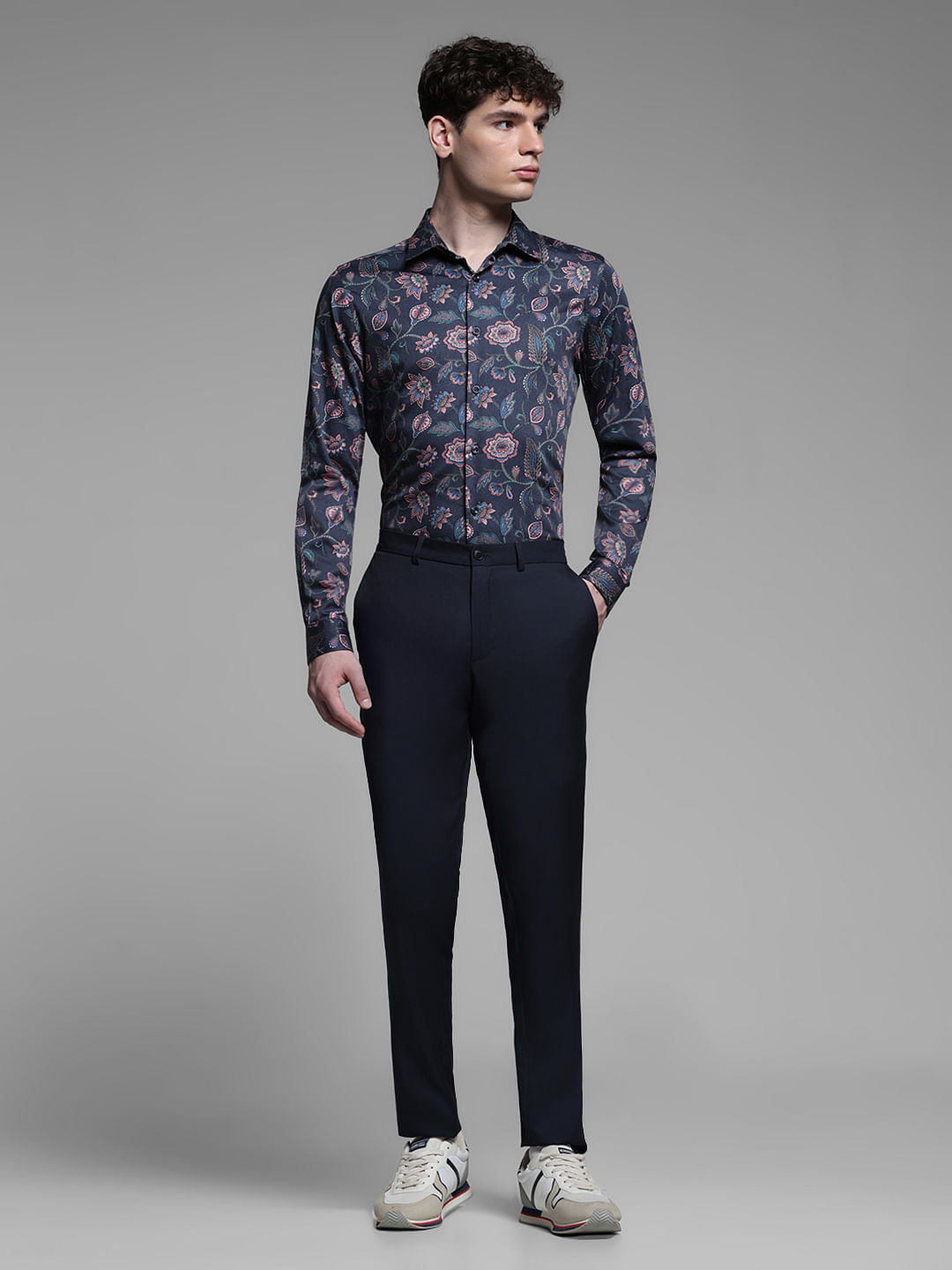 BLUE FLORAL COTTON SHIRT