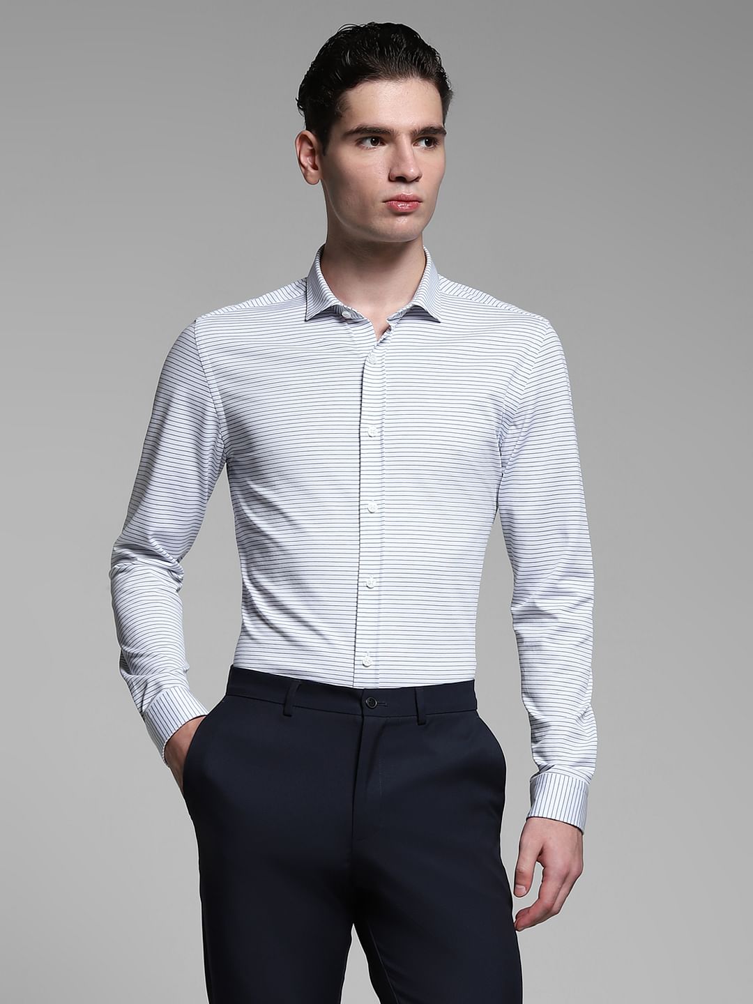 White Striped Full Sleeves Shirt