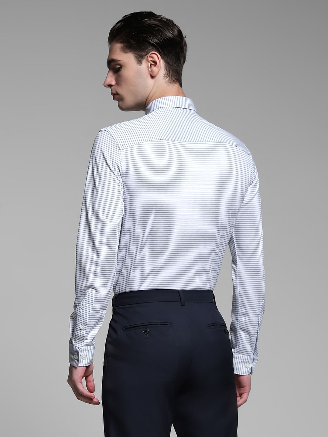 White Striped Full Sleeves Shirt