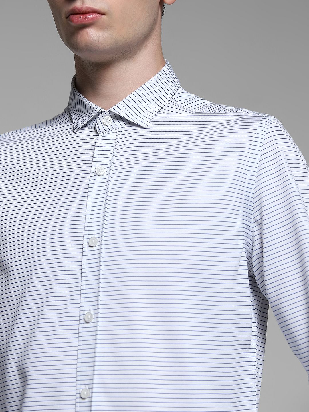 White Striped Full Sleeves Shirt