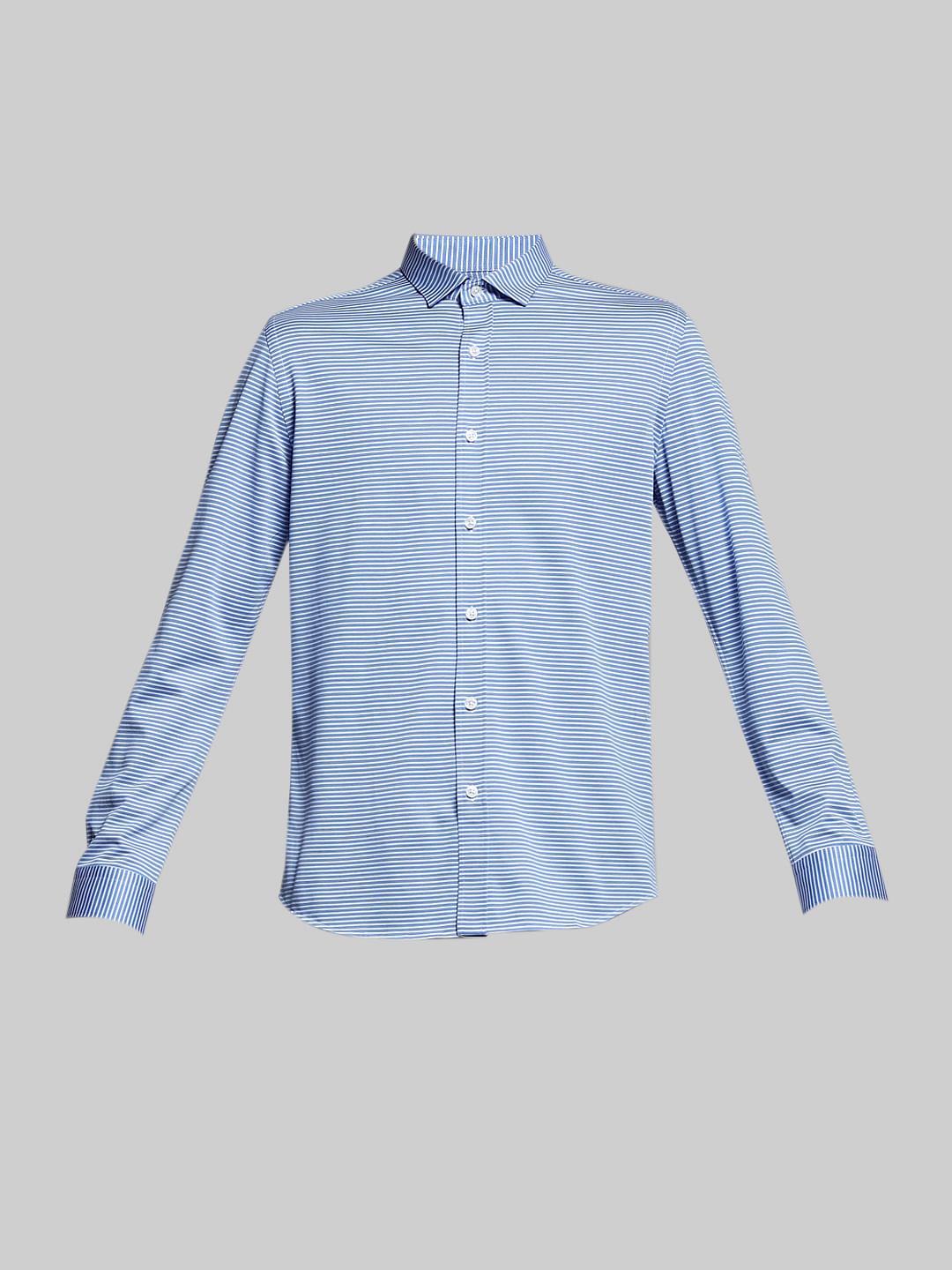 Light Blue Striped Full Sleeves Shirt