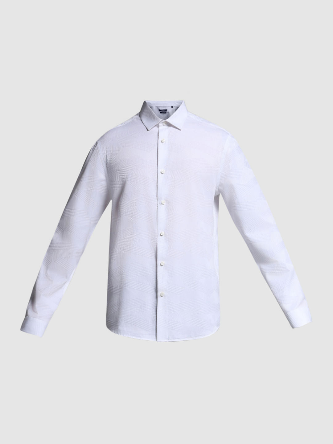White Dobby Full Sleeves Shirt
