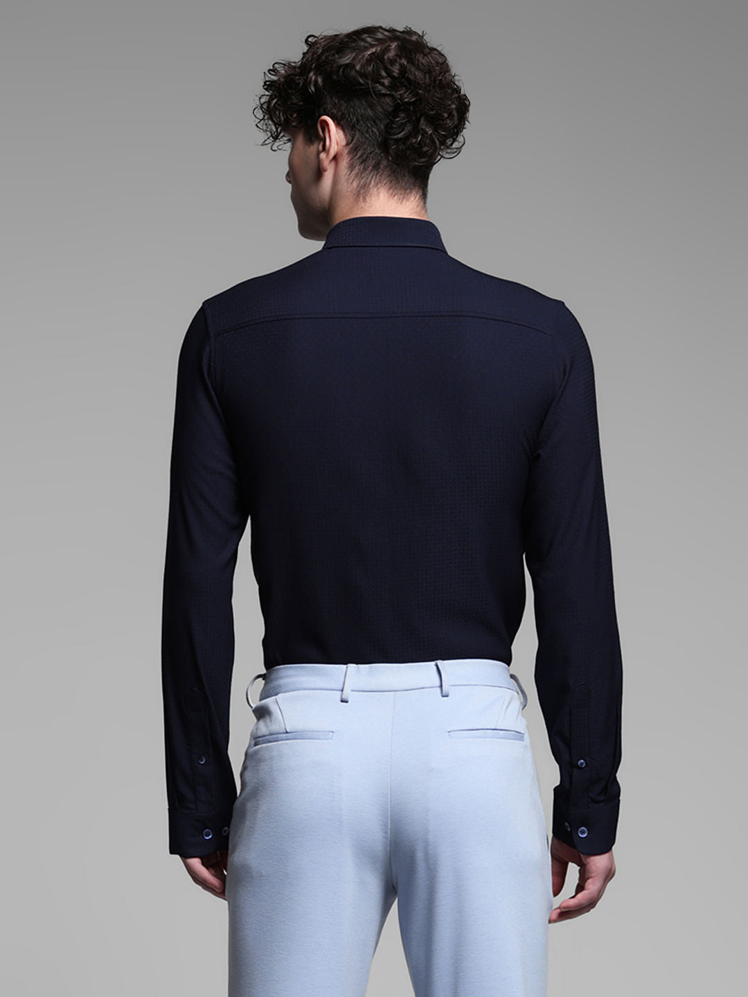 Dark Blue Dobby Full Sleeves Shirt