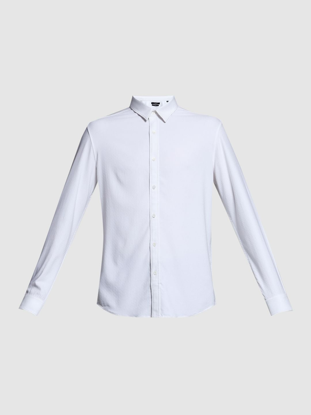 White Dobby Full Sleeves Shirt