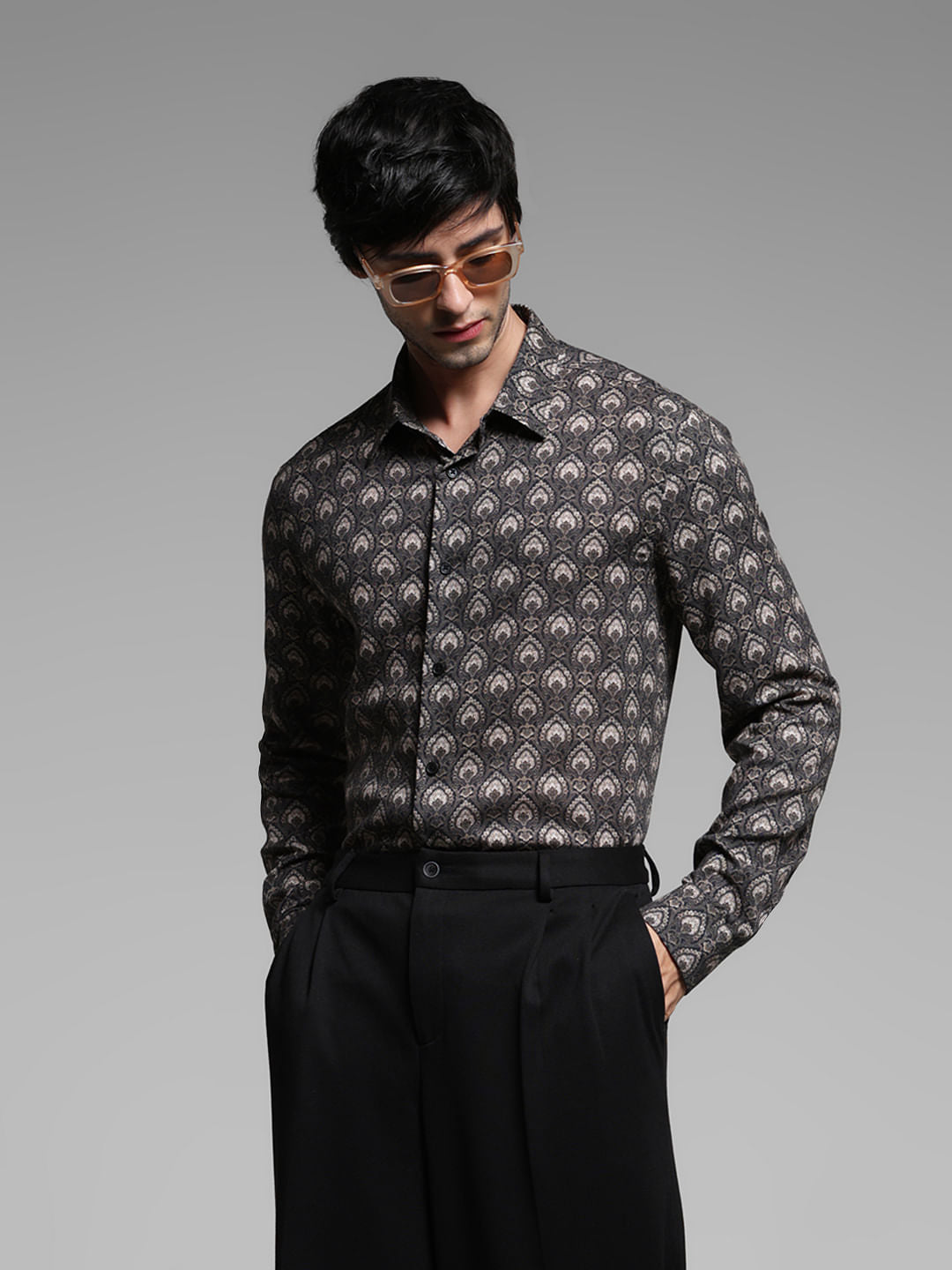 Black Abstract Print Shirt