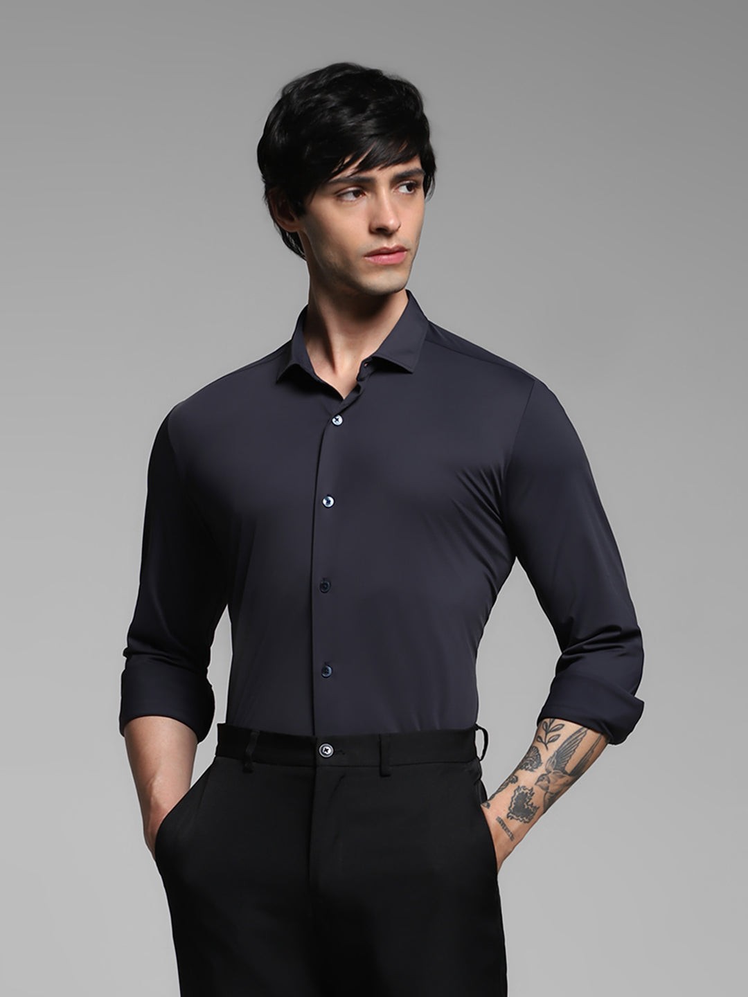 Navy Blue Slim Fit Shirt - 2XL