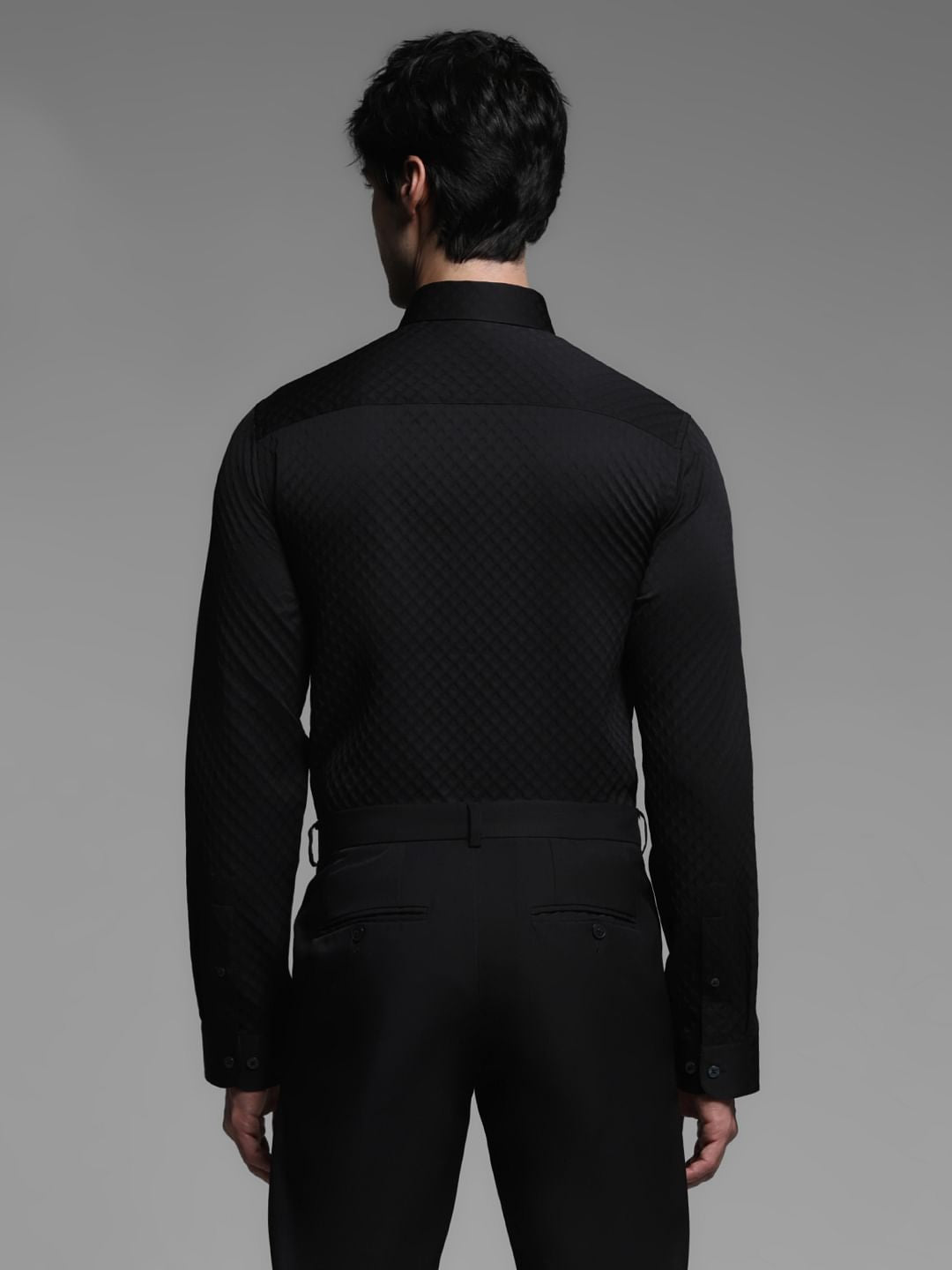 Black Dobby Full Sleeves Shirt