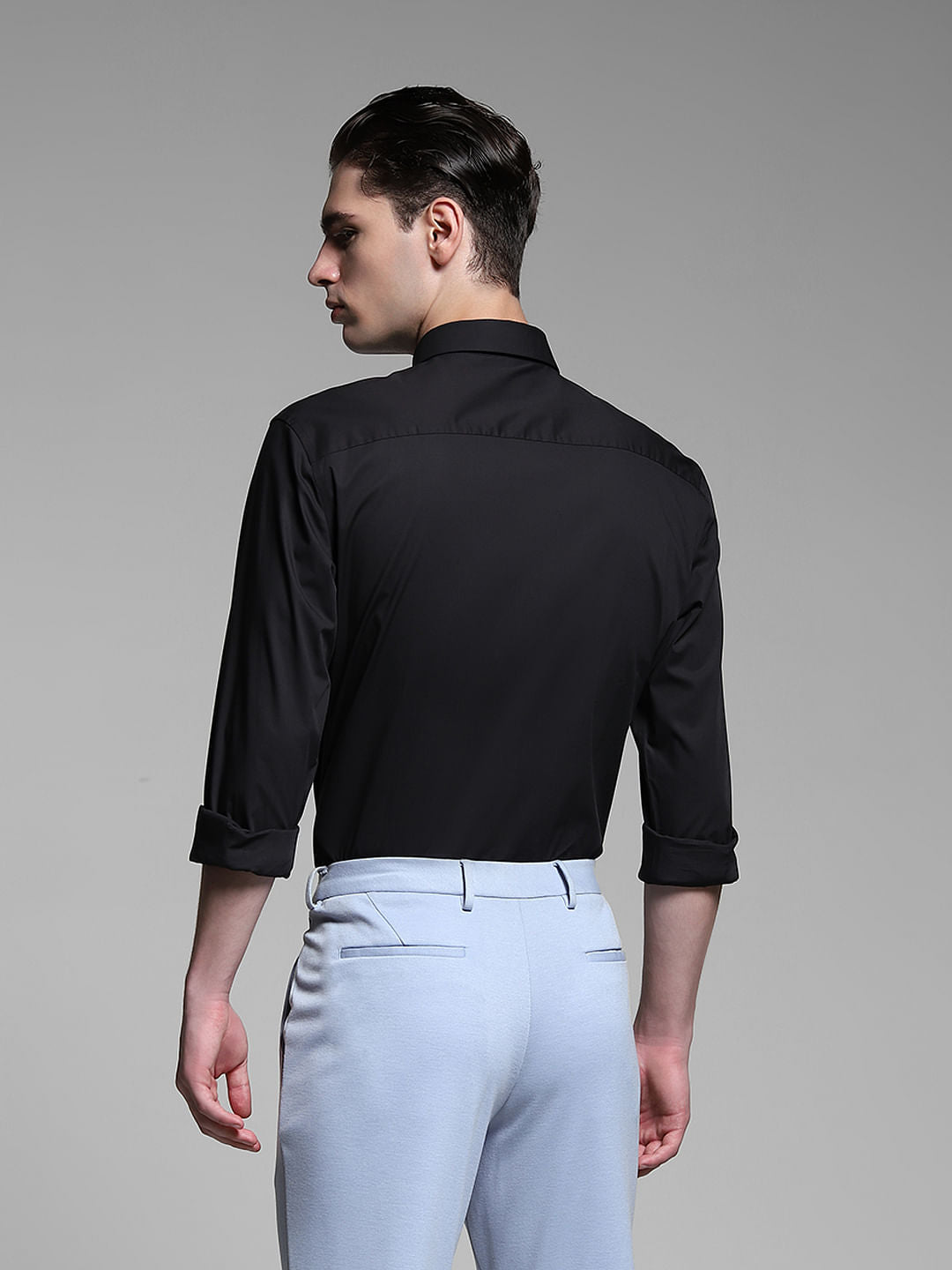Black Poplin Full Sleeves Shirt