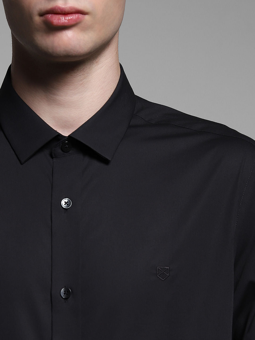 Black Poplin Full Sleeves Shirt