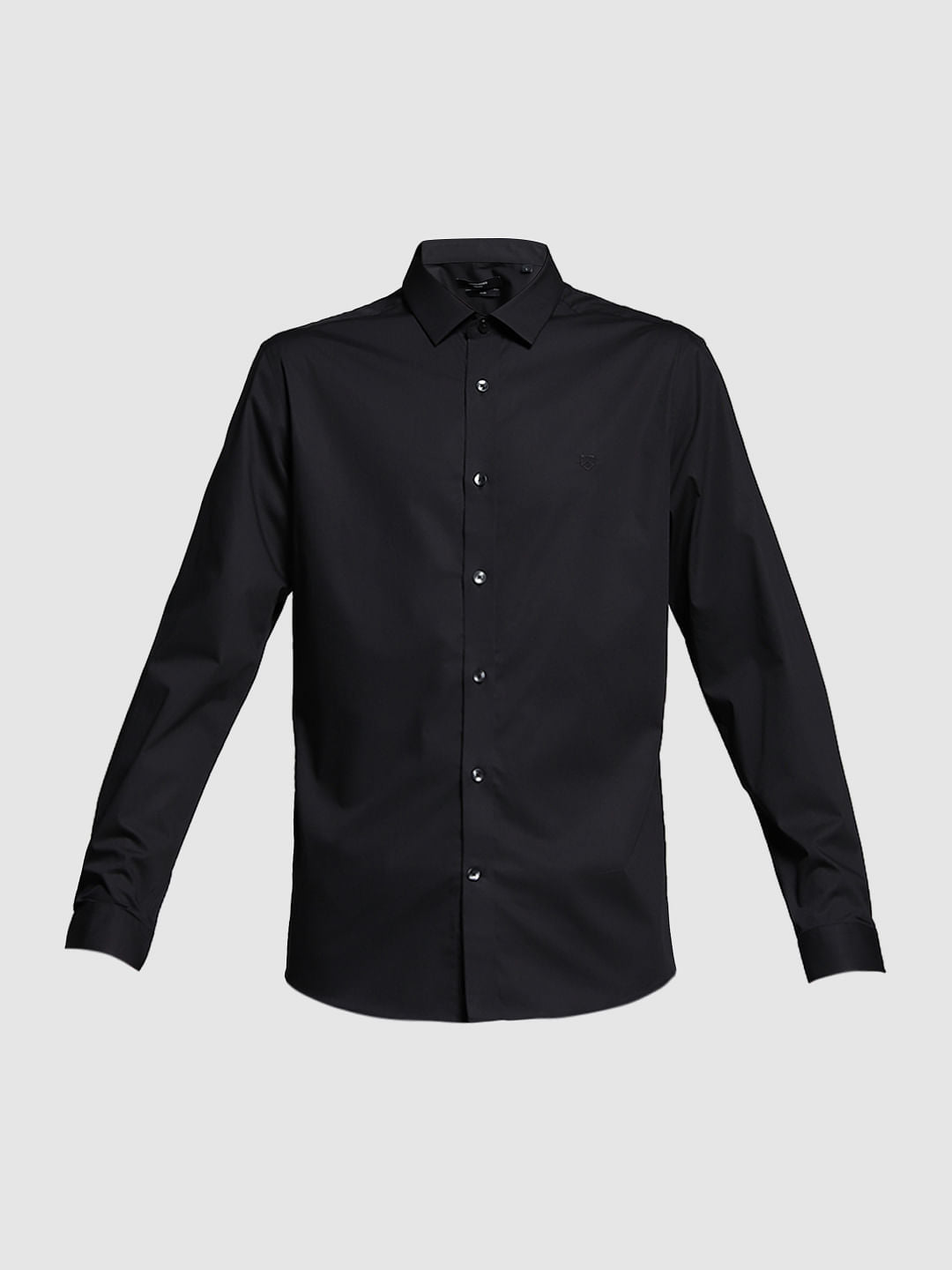 Black Poplin Full Sleeves Shirt