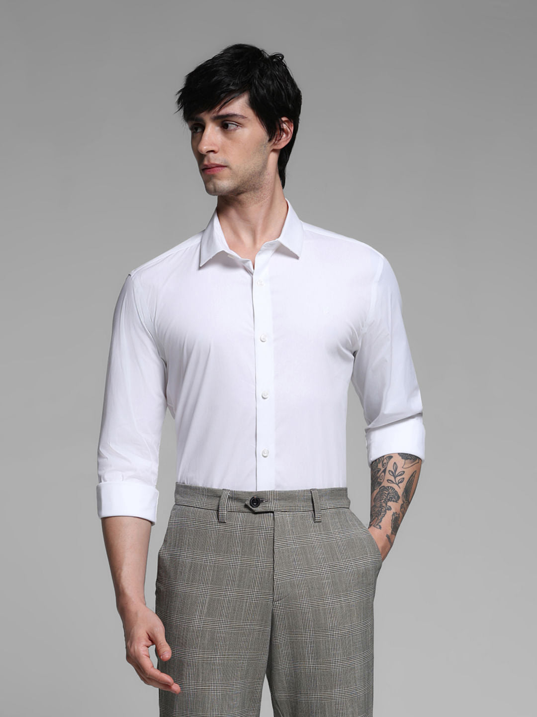 White Poplin Lyocell Shirt - S