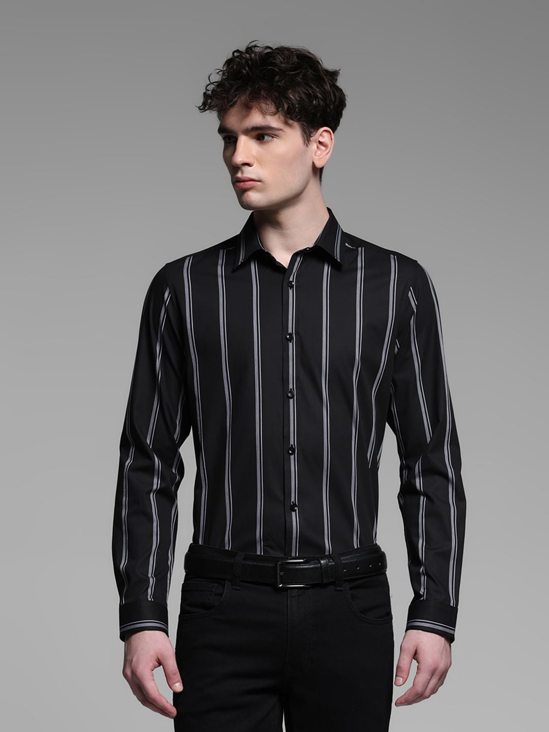 BLACK STRIPED SHIRT - XXL