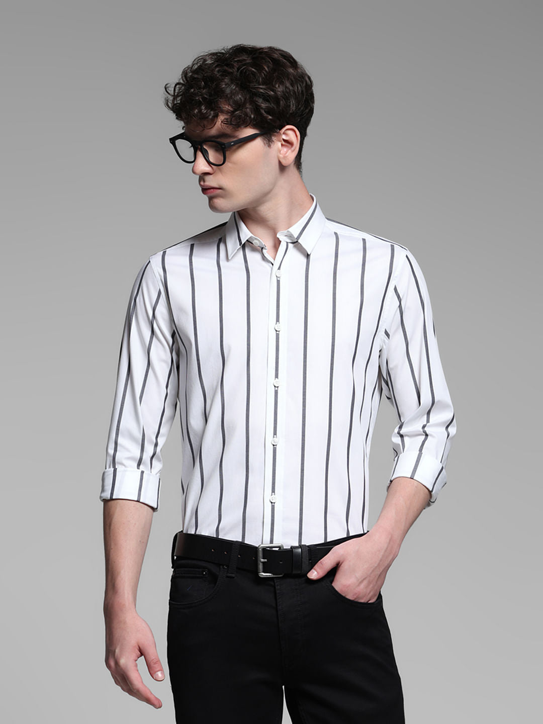 White Striped Full Sleeves Shirt - S